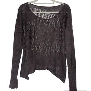 Prana Womens Open Weave Knit Pullover Sweater Size SM Gray Long Sleeve